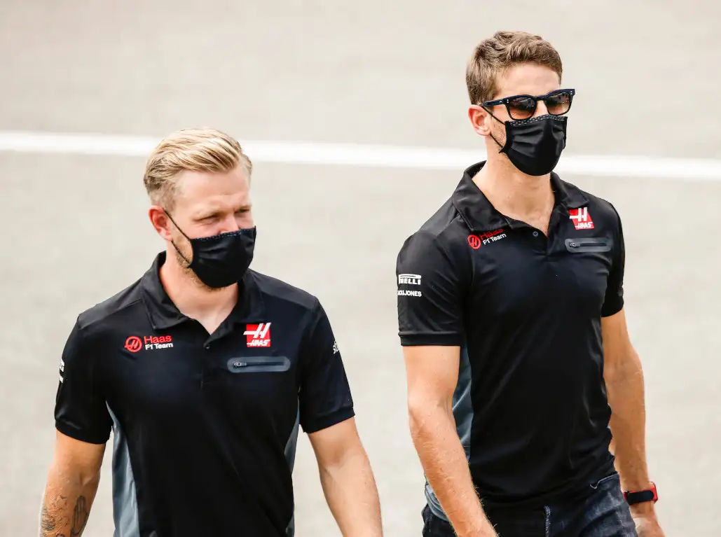 Haas Romain Grosjean and Kevin Magnussen Haas