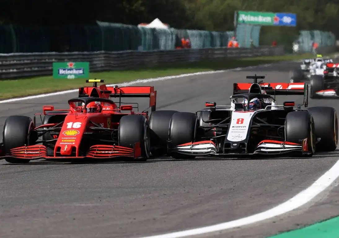 Charles Leclerc (Ferrari) and Romain Grosjean (Haas)