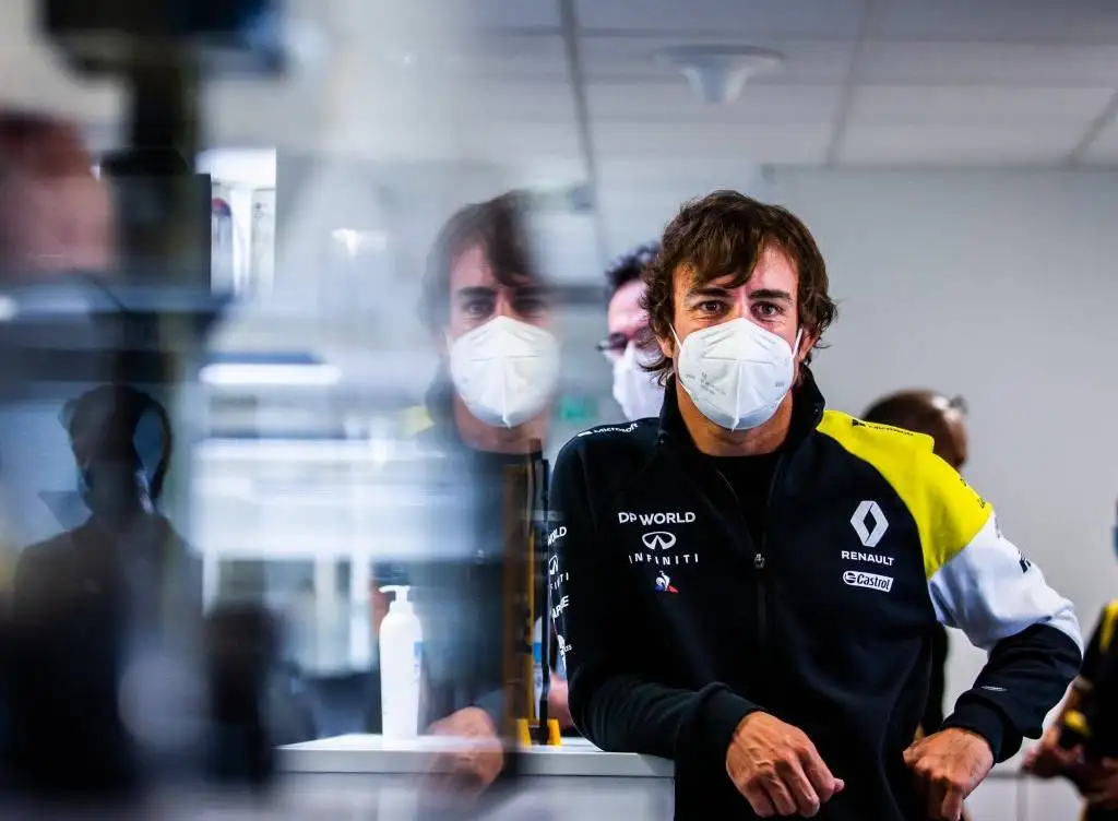 Fernando Alonso during his visit to the Renault factory