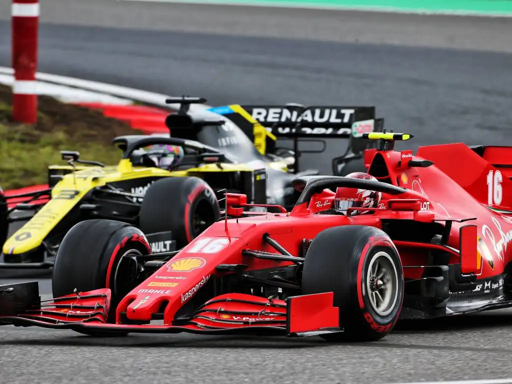 Charles Leclerc (Ferrari) and Daniel Ricciardo (Renault)