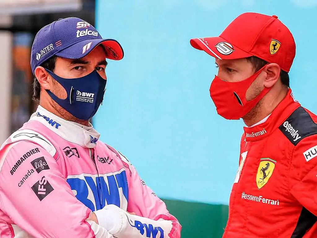 Sergio Perez and Sebastian Vettel