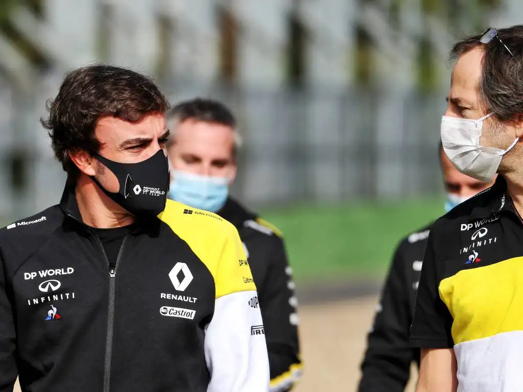 Fernando Alonso during the Renault track walk at Imola