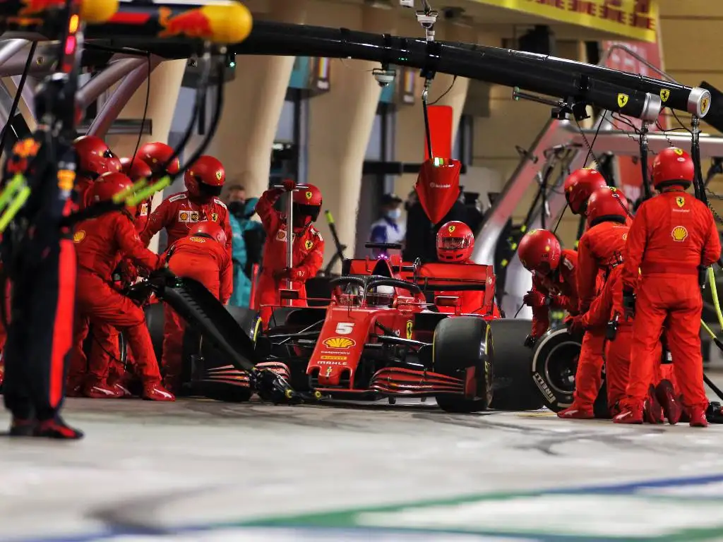 Sebastian Vettel in the pits during the Sakhir Grand Prix