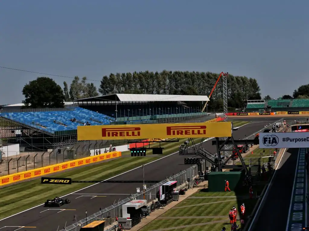 Lewis Hamilton on the Silverstone pits straight