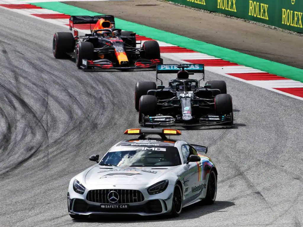 Lewis Hamilton, Mercedes, behind the Safety Car