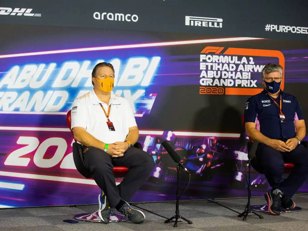 Zak Brown and Otmar Szafnauer in a press conference at the Steiermark Grand Prix. Austria June 2021