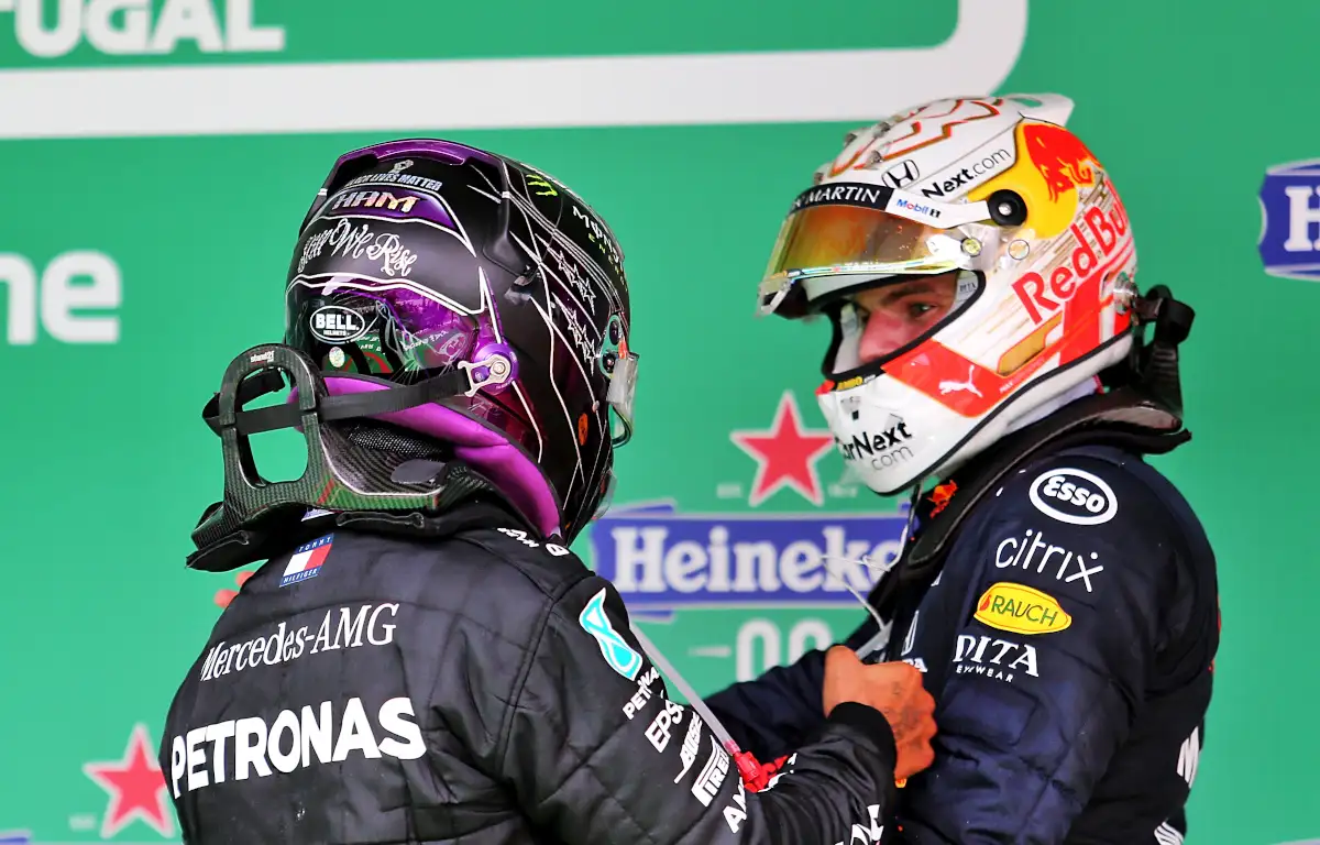 Max Verstappen and Lewis Hamilton