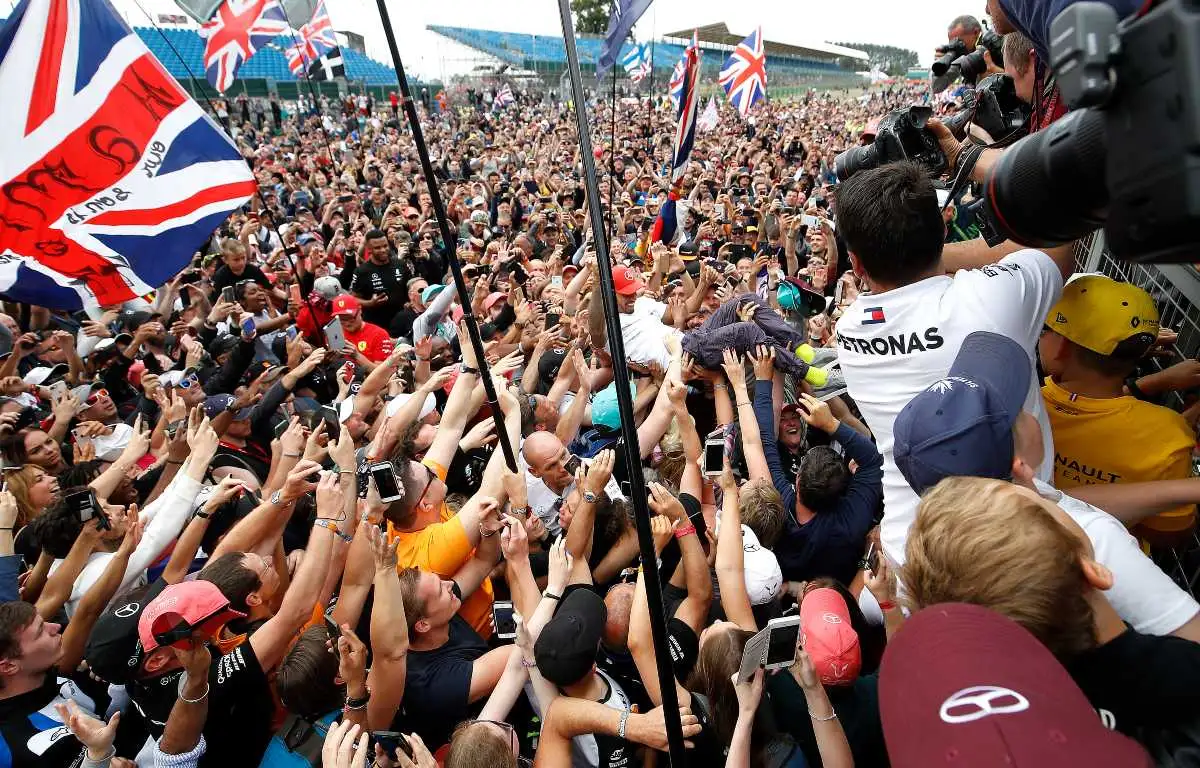 Silverstone Lewis Hamilton with fans