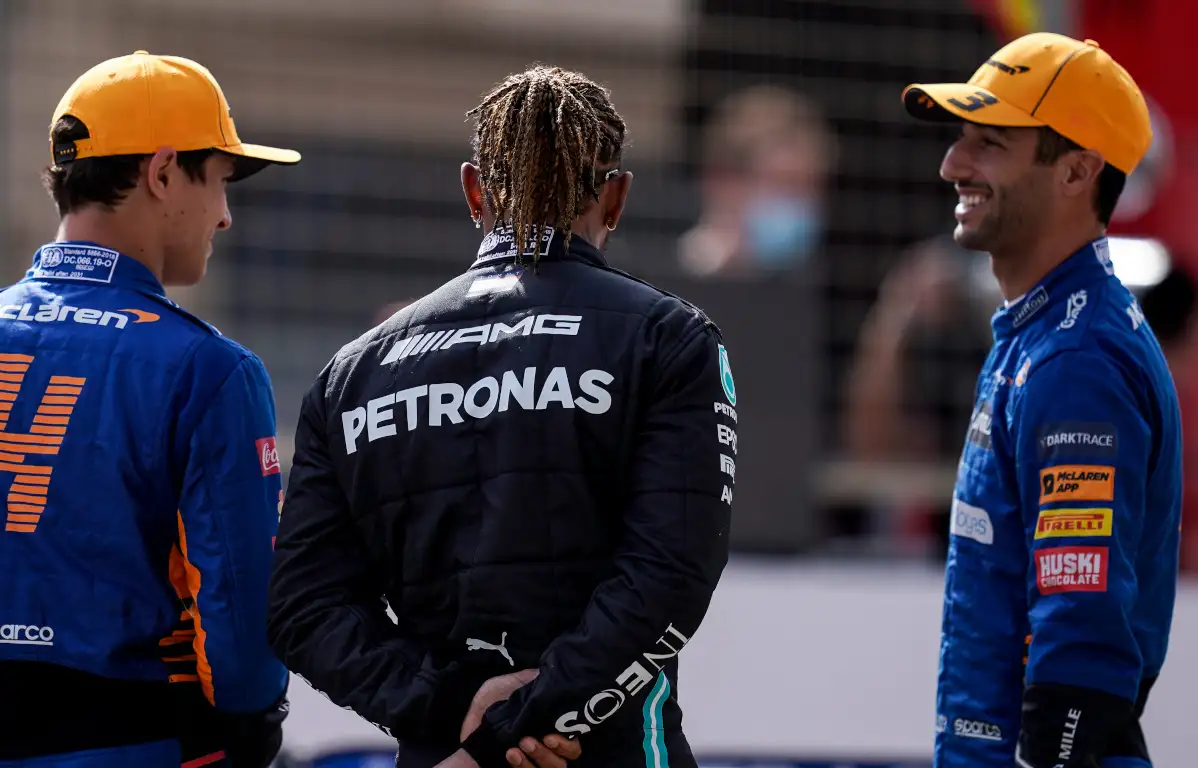 Lando Norris Lewis Hamilton and Daniel Ricciardo