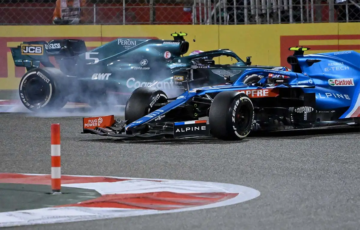Esteban Ocon Sebastian Vettel Bahrain crash PA