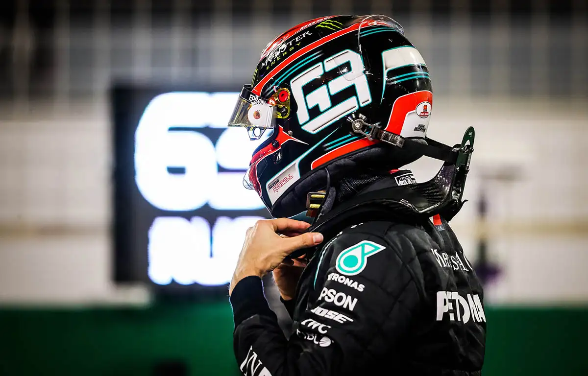 George Russell in Mercedes action. Bahrain 2020