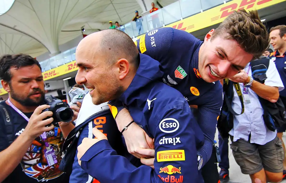 Max Verstappen with race engineer, Gianpiero Lambiase