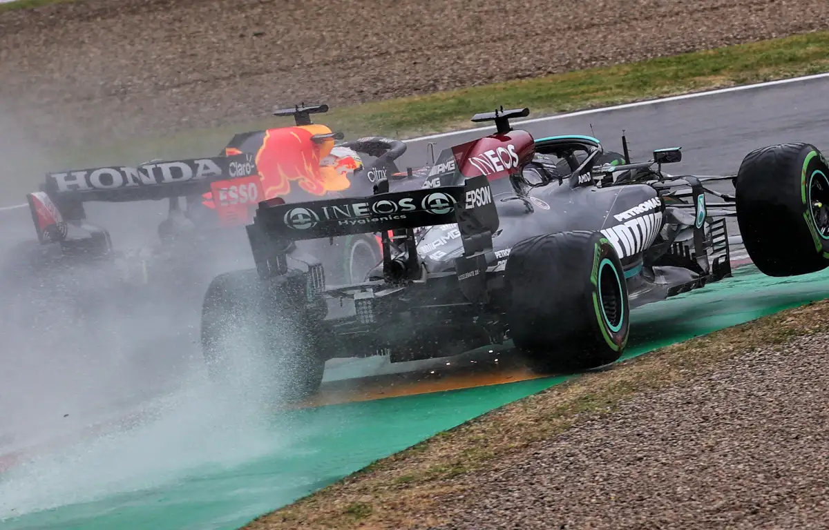 Max Verstappen and Lewis Hamilton lap 1 Imola
