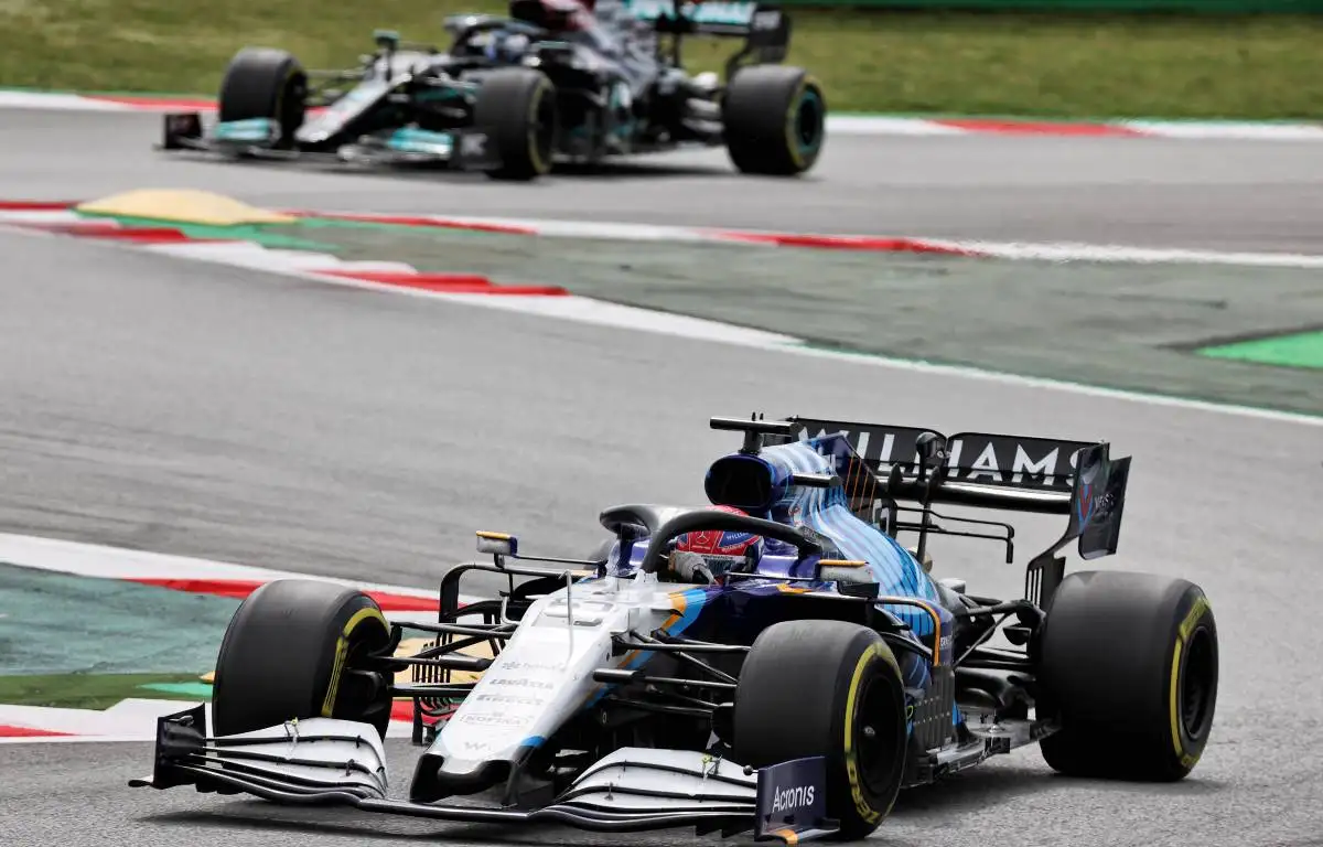 George Russell, Williams, at the Barcelona chicane