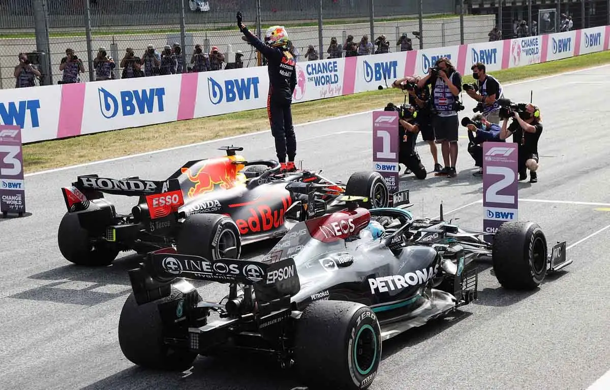 Max Verstappen, Red Bull and Valtteri Bottas, Mercedes