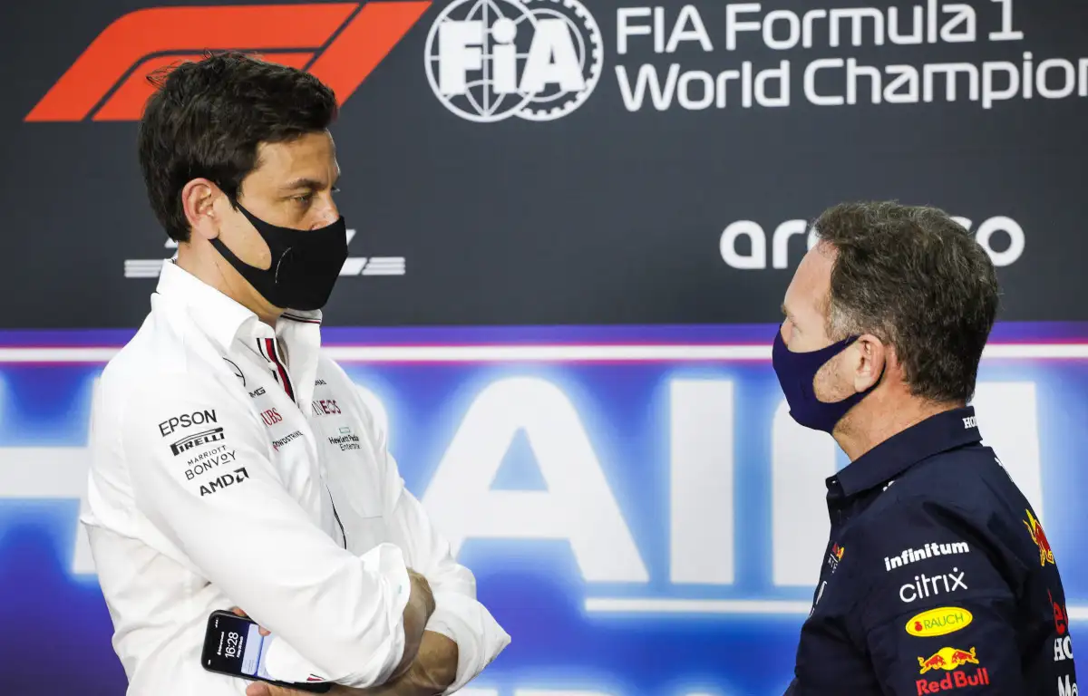 Mercedes boss Toto Wolff and Red Bull's Christian Horner face off. Formula 1 Bahrain Grand Prix 2021