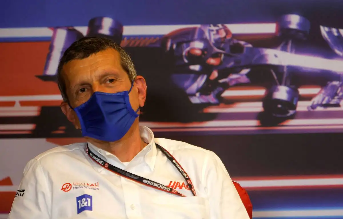 Guenther Steiner speaking to the media in Baku