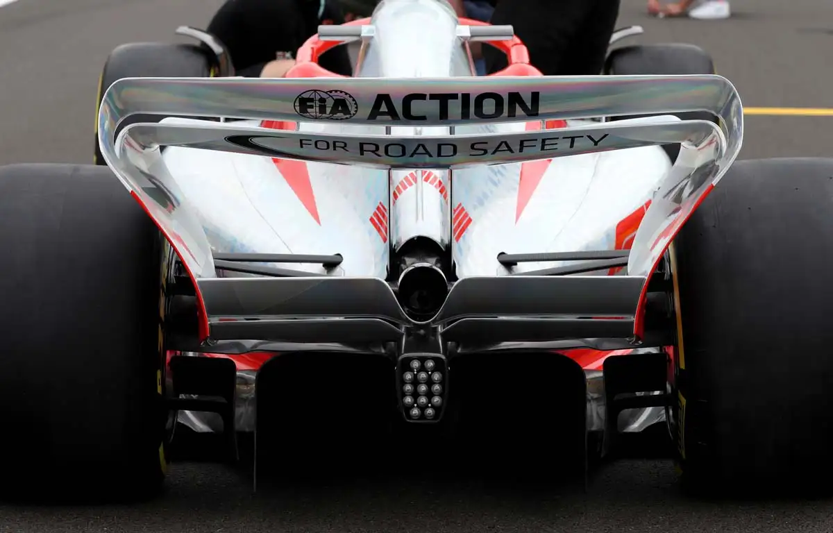 2022 Formula 1 car rear view.