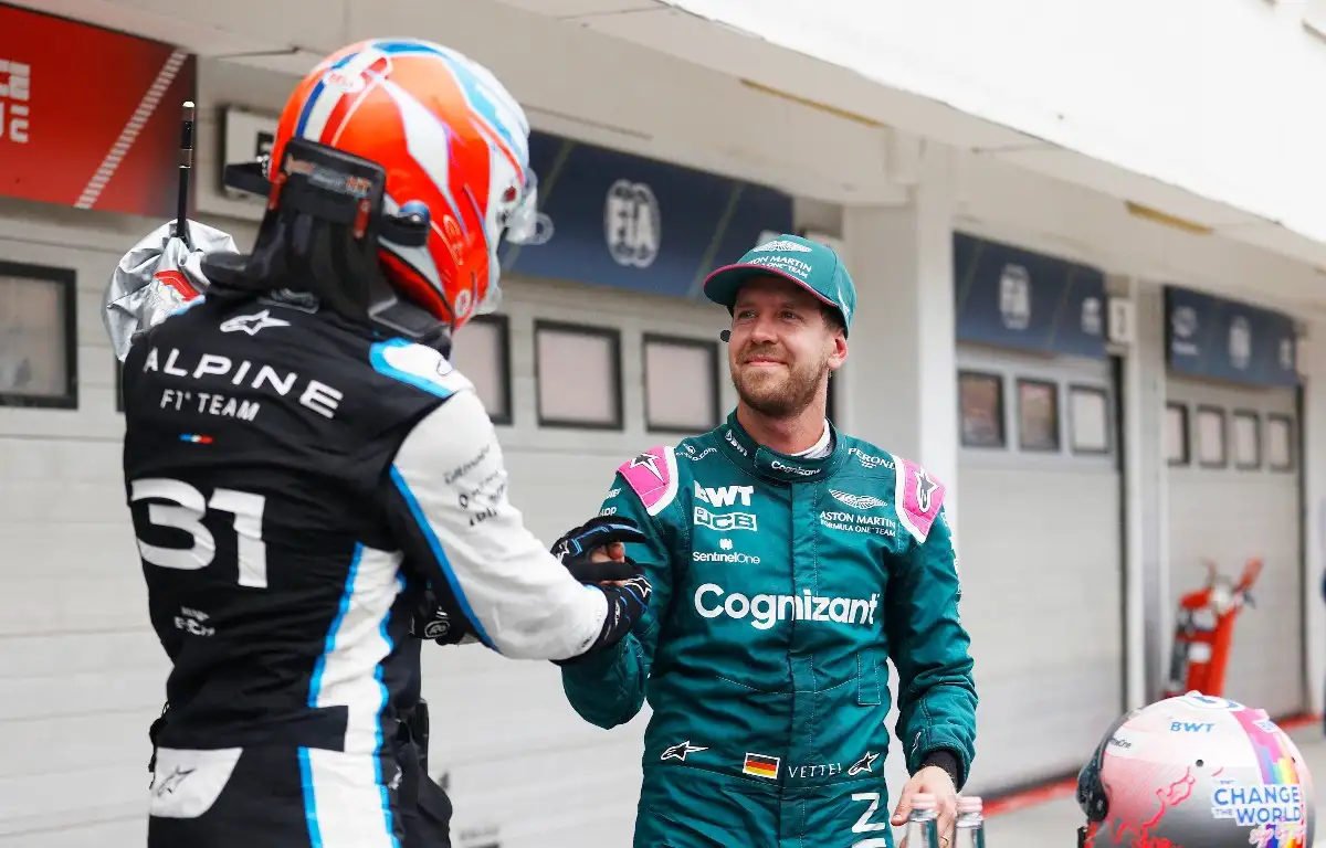 Esteban Ocon and Sebastian Vettel at the Hungarian Grand Prix. Hungary August 2021