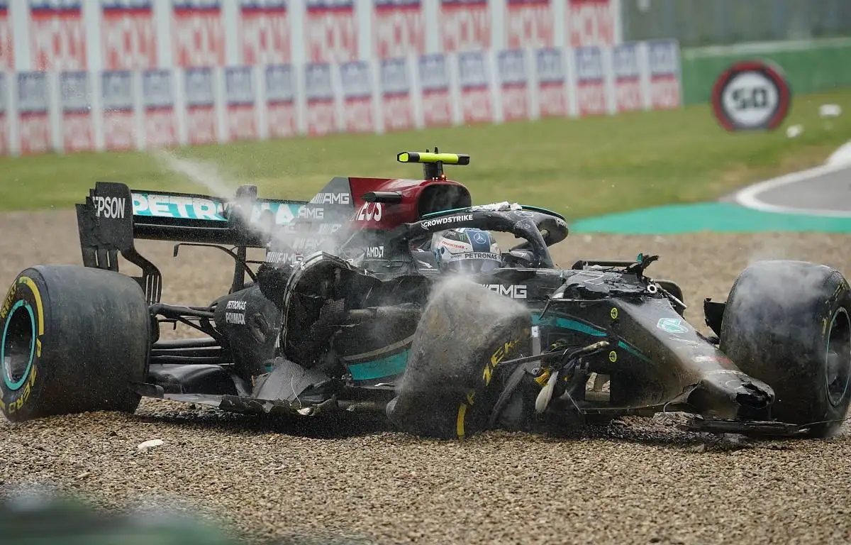 Valtteri Bottas in his Mercedes after crashing in the Emilia Romagna GP. Imola April 2021.