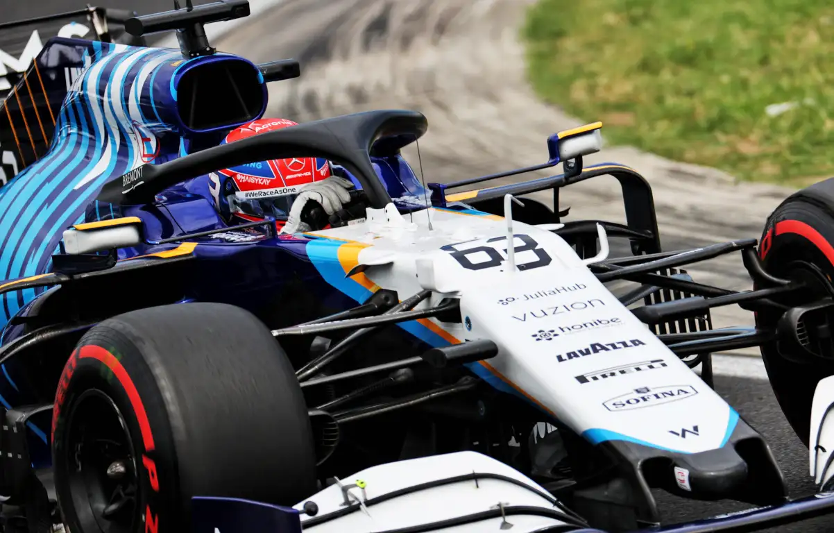 George Russell driving his Williams at the Hungarian GP. Hungary July 2021