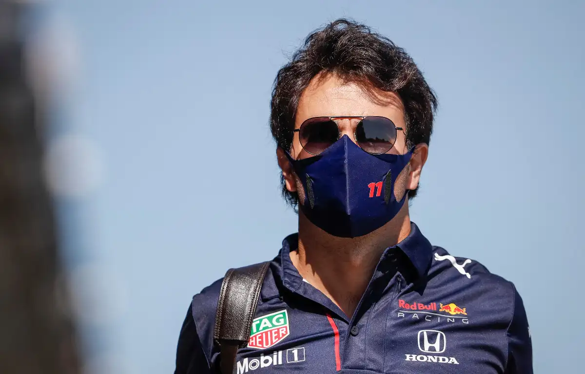 Sergio Perez arrives for the Hungarian Grand Prix. July, 2021.
