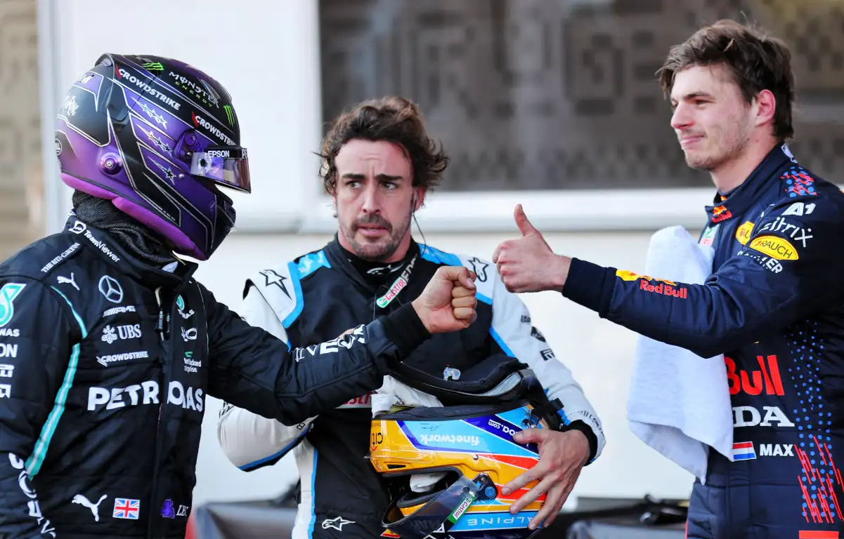 Lewis Hamilton Fernando Alonso Max Verstappen Baku qualifying. Azerbaijan June 2021
