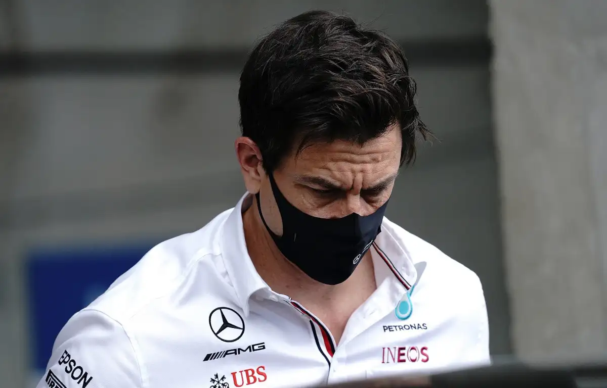 Mercedes boss Toto Wolff with his head down in Hungary. July, 2021.