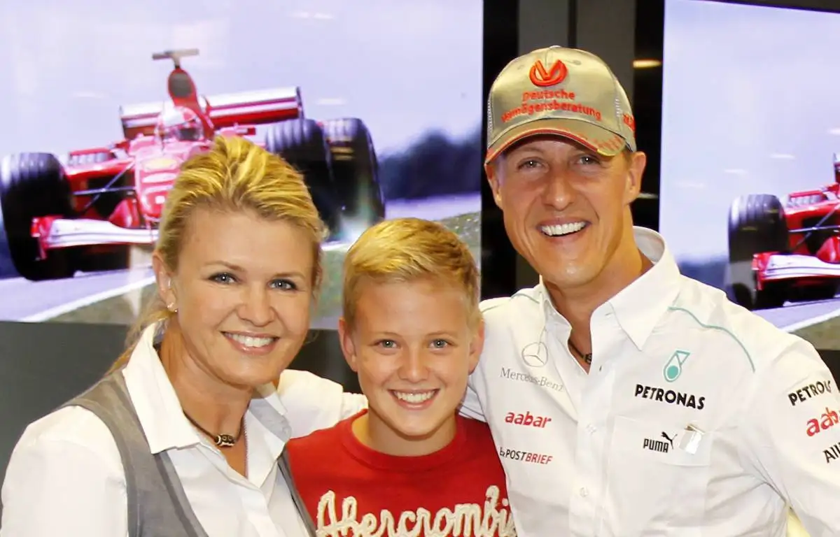 Corinna, Michael and Mick Schumacher pose for family shot. Nurburgring 2012.