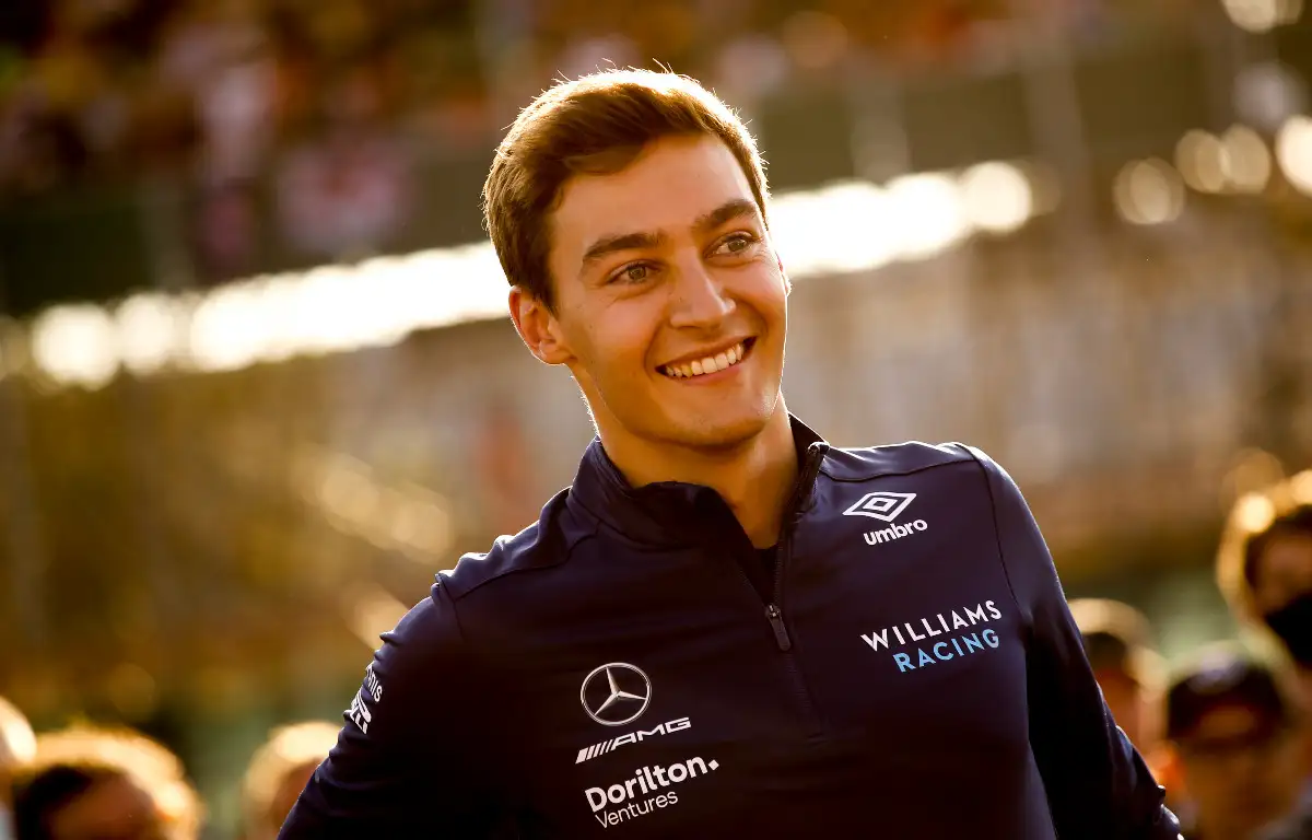 George Russell smiling at his home race. Britain, July 2021.