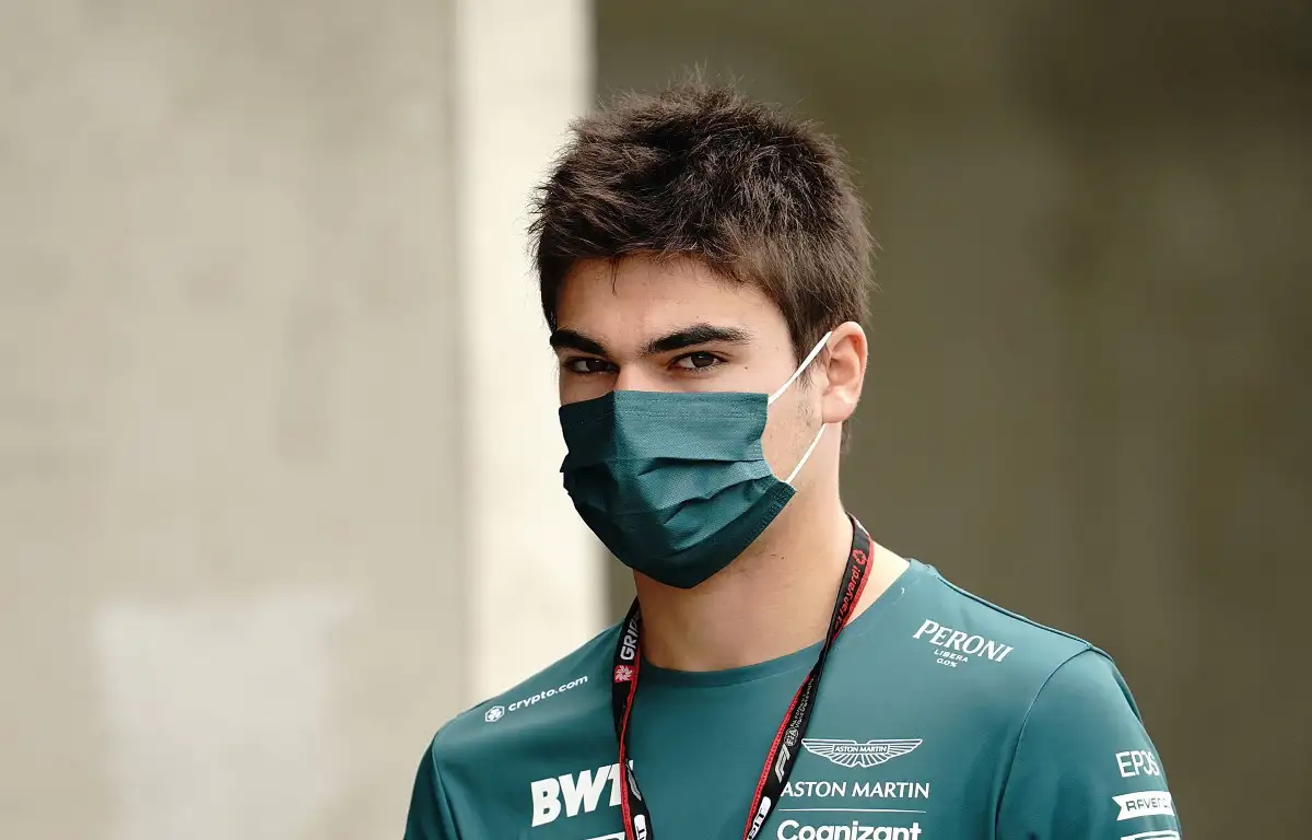Aston Martin's Lance Stroll looks at the camera. Hungary, July 2021.
