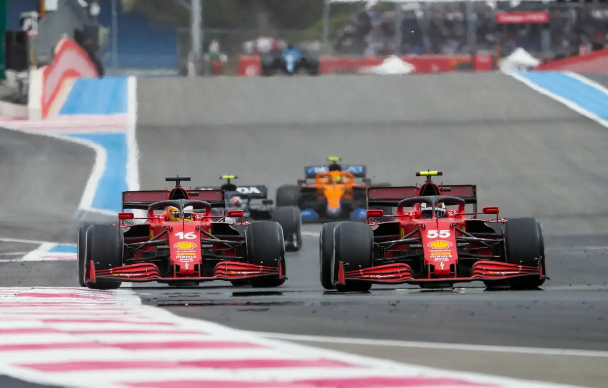 Charles Leclerc and Carlos Sainz during the French GP. Paul Ricard June 2021.