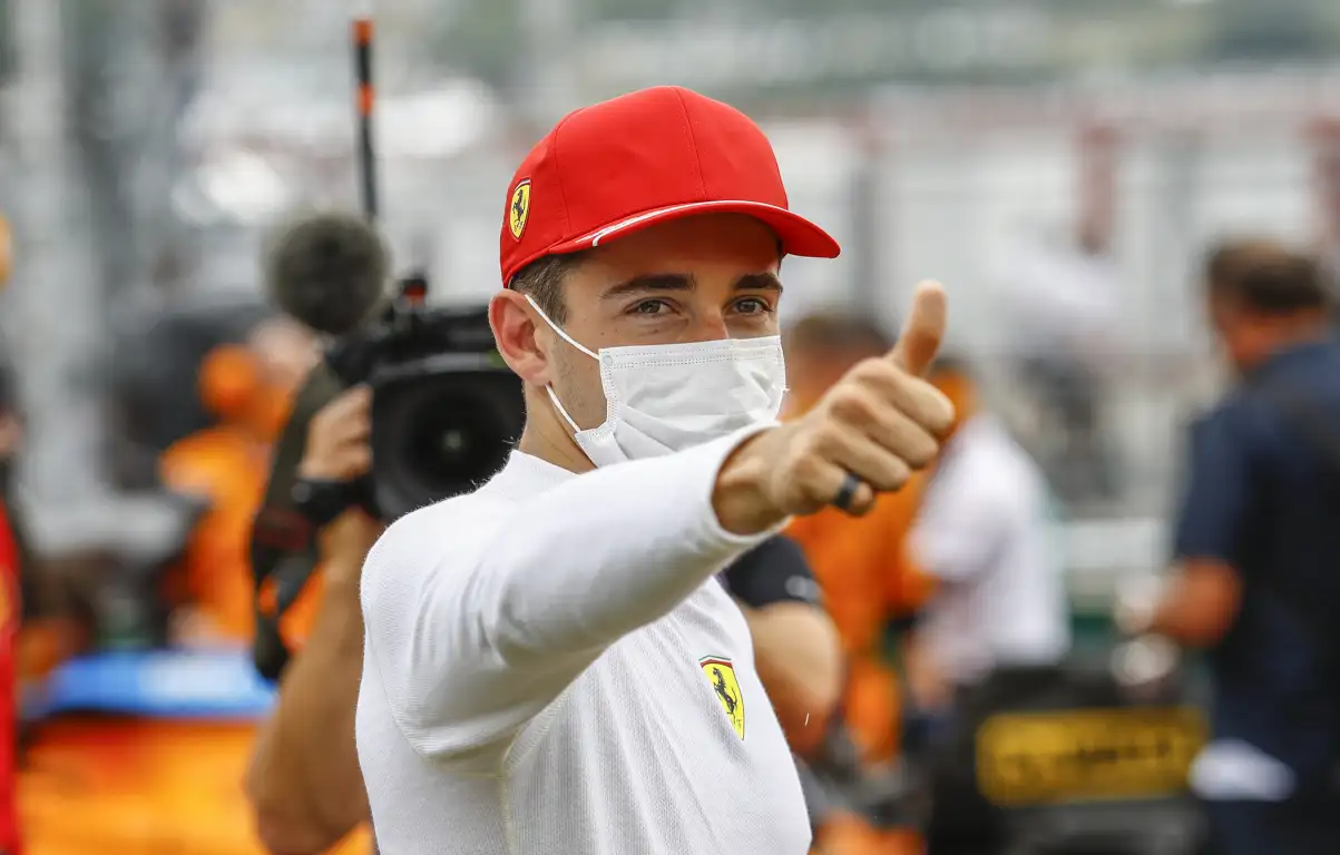 Charles Leclerc thumb up. Hungary August 2021