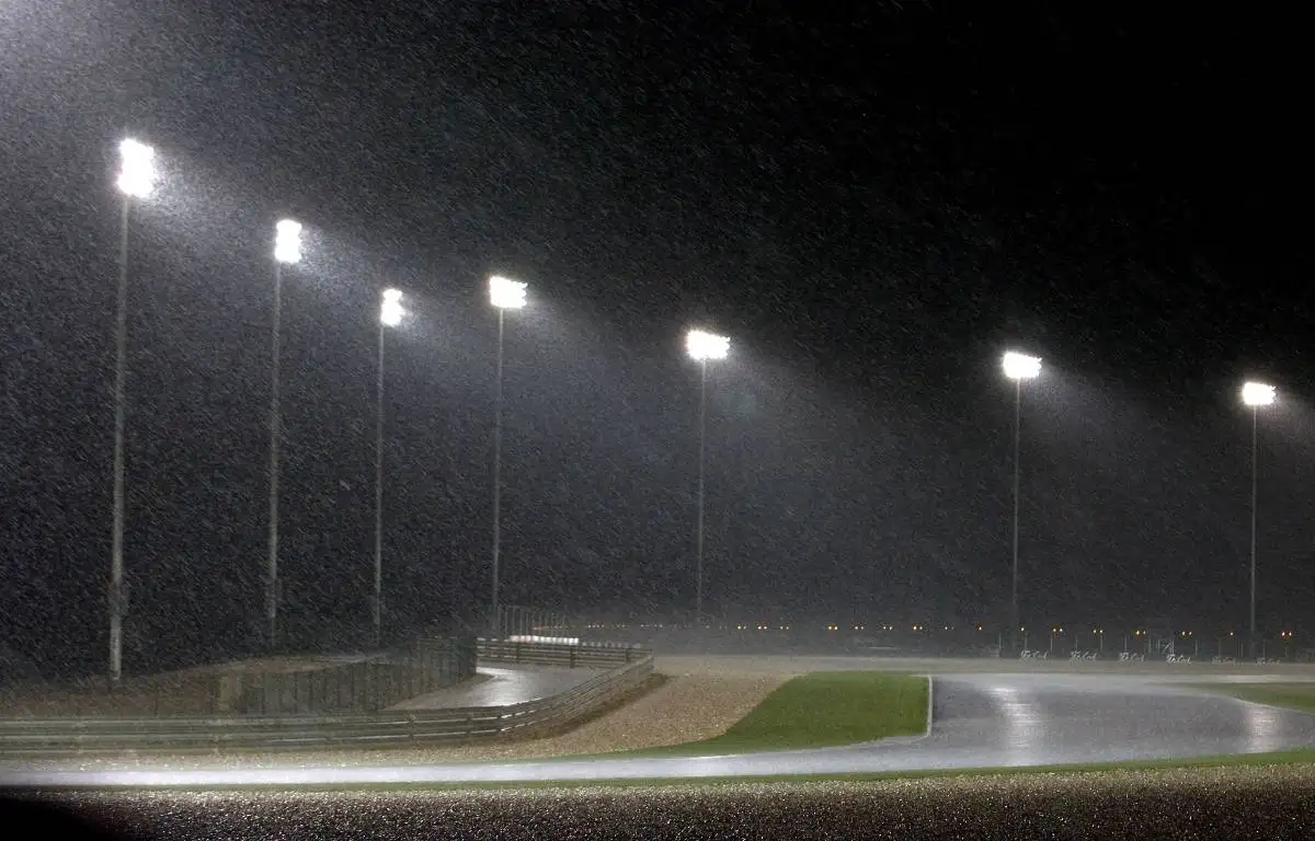 Rain at the Losail International Circuit in Qatar. April, 2009.