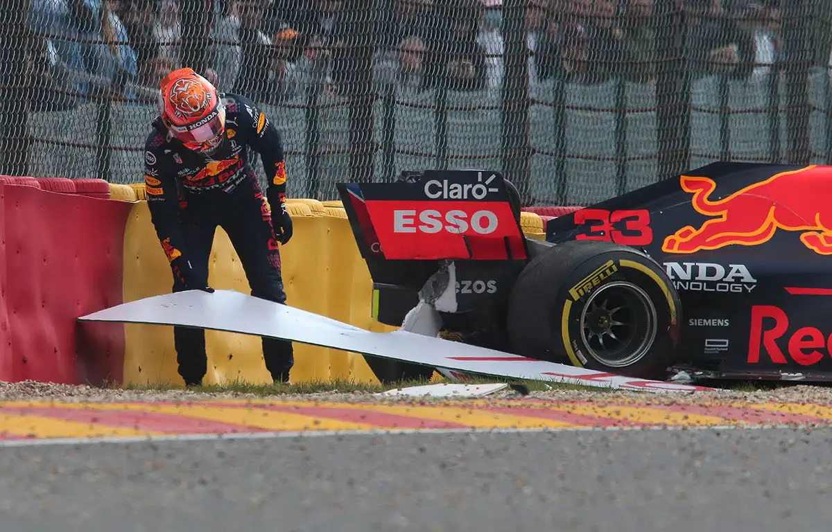 Max Verstappen crashes in Spa FP2 practice. Spa August 2021