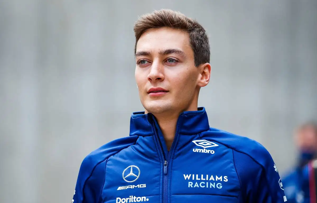 George Russell in Williams jacket at Belgian GP. Spa-Francorchamps August 2021.