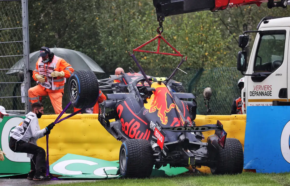 Sergio Perez crash Spa. Belgium August 2021