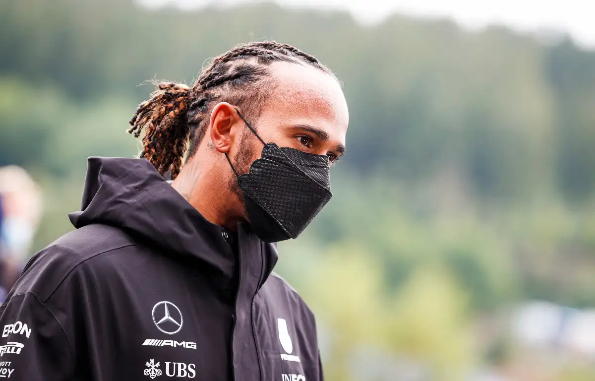 Lewis Hamilton on Saturday at the Belgian GP. August 2021.