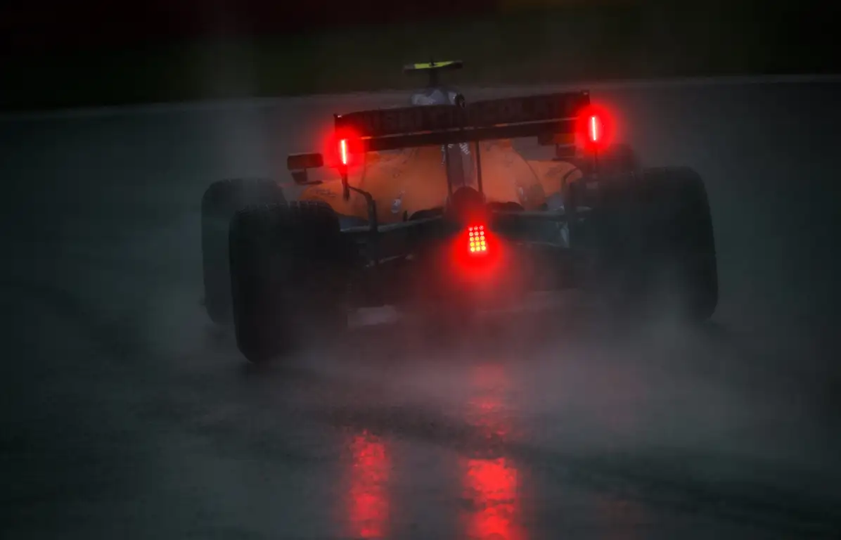 Lando Norris McLaren rain. Belgium August 2021