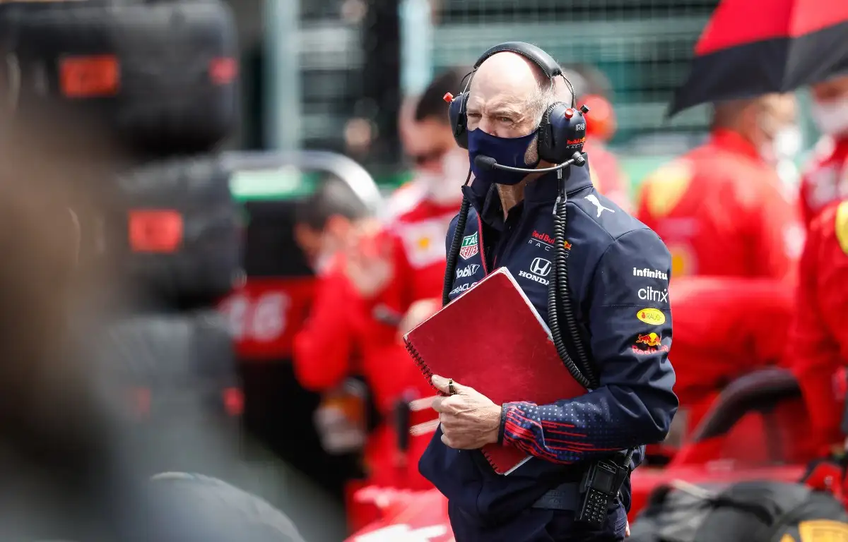 Adrian Newey holding a clipboard. Portugal May 2021