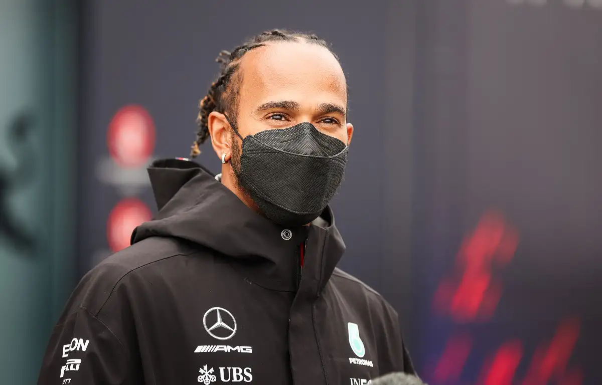 Lewis Hamilton smiling during an interview at the Dutch GP. September 2021.