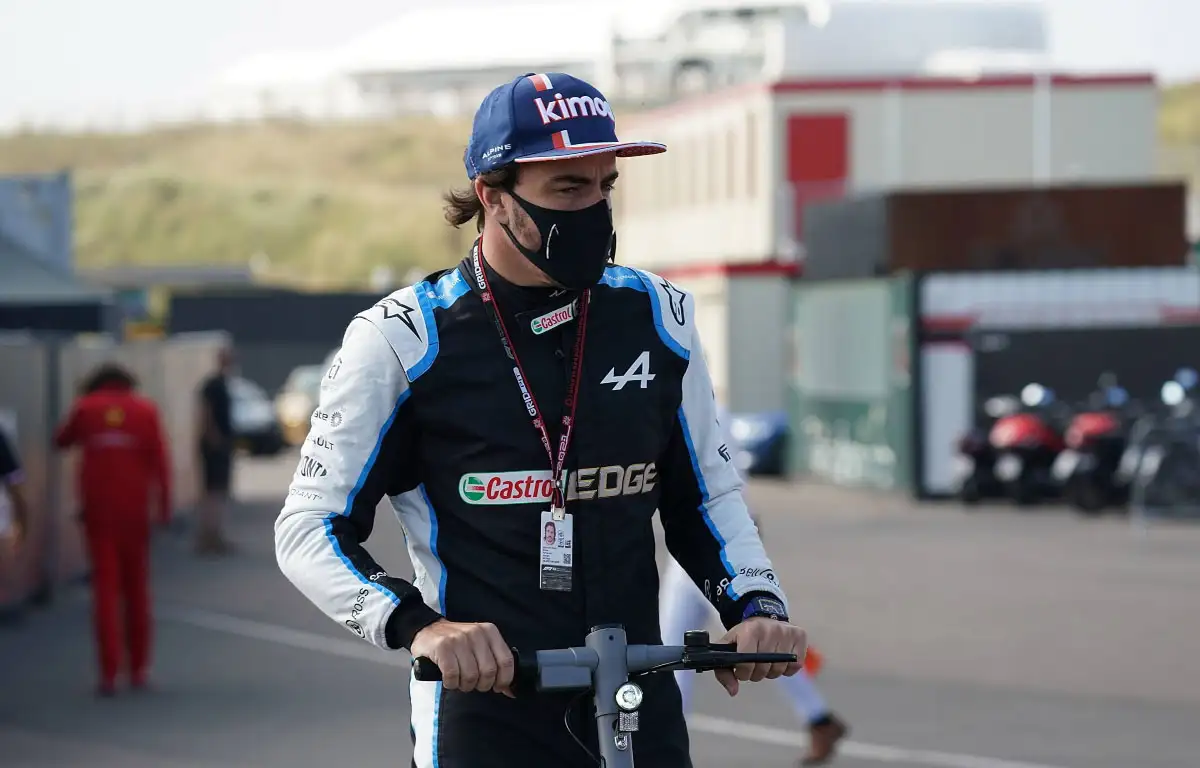 Fernando Alonso in the paddock at the 2021 Dutch GP.
