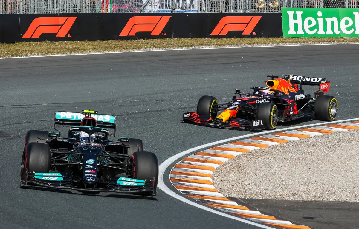 Max Verstappen chasing Valtteri Bottas. Netherlands September 2021.
