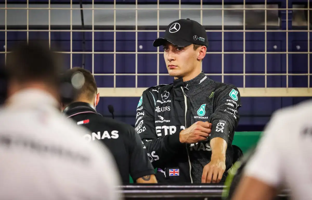 Mercedes driver George Russell at the 2020 Sakhir GP.