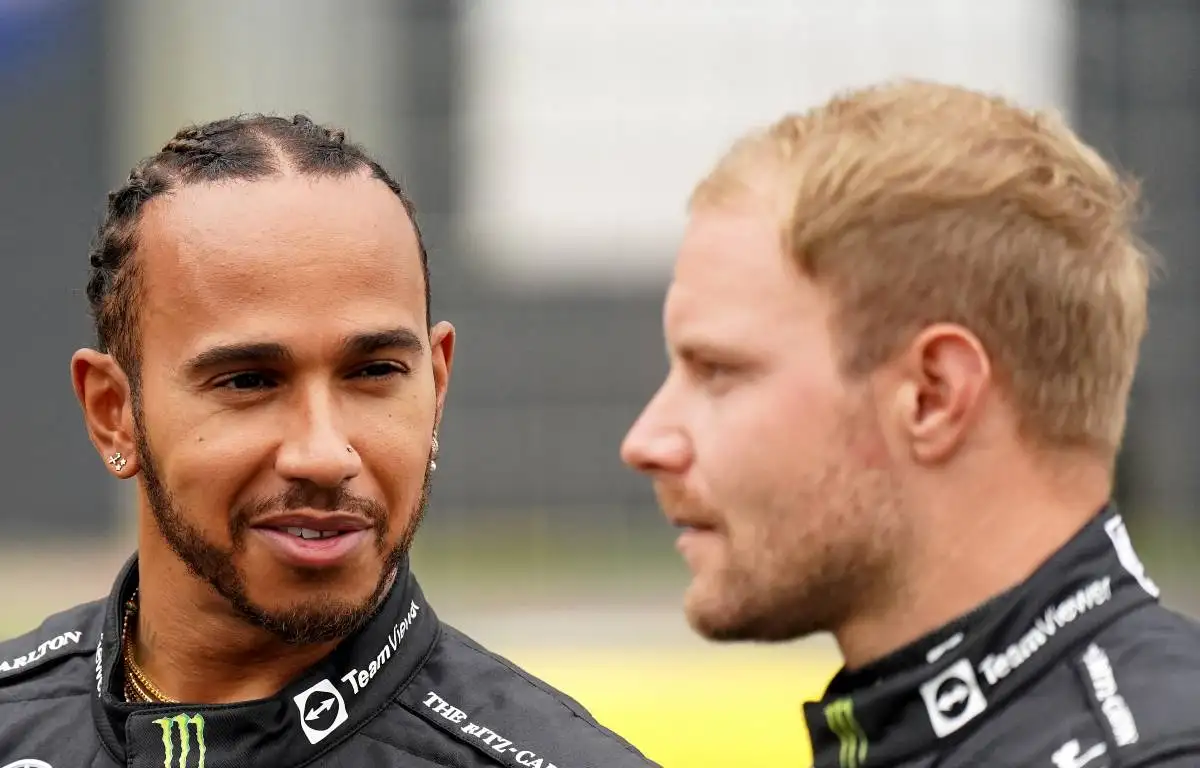 Lewis Hamilton looks at Valtteri Bottas during the British Grand Prix weekend. Silverstone July 2021.