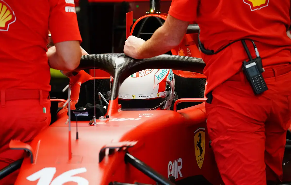 Charles Leclerc Ferrari garage. Italy September 2021