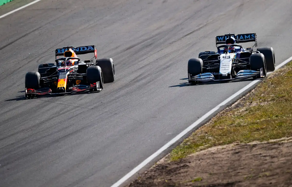 Max Verstappen and George Russell side by side. Netherlands September 2021