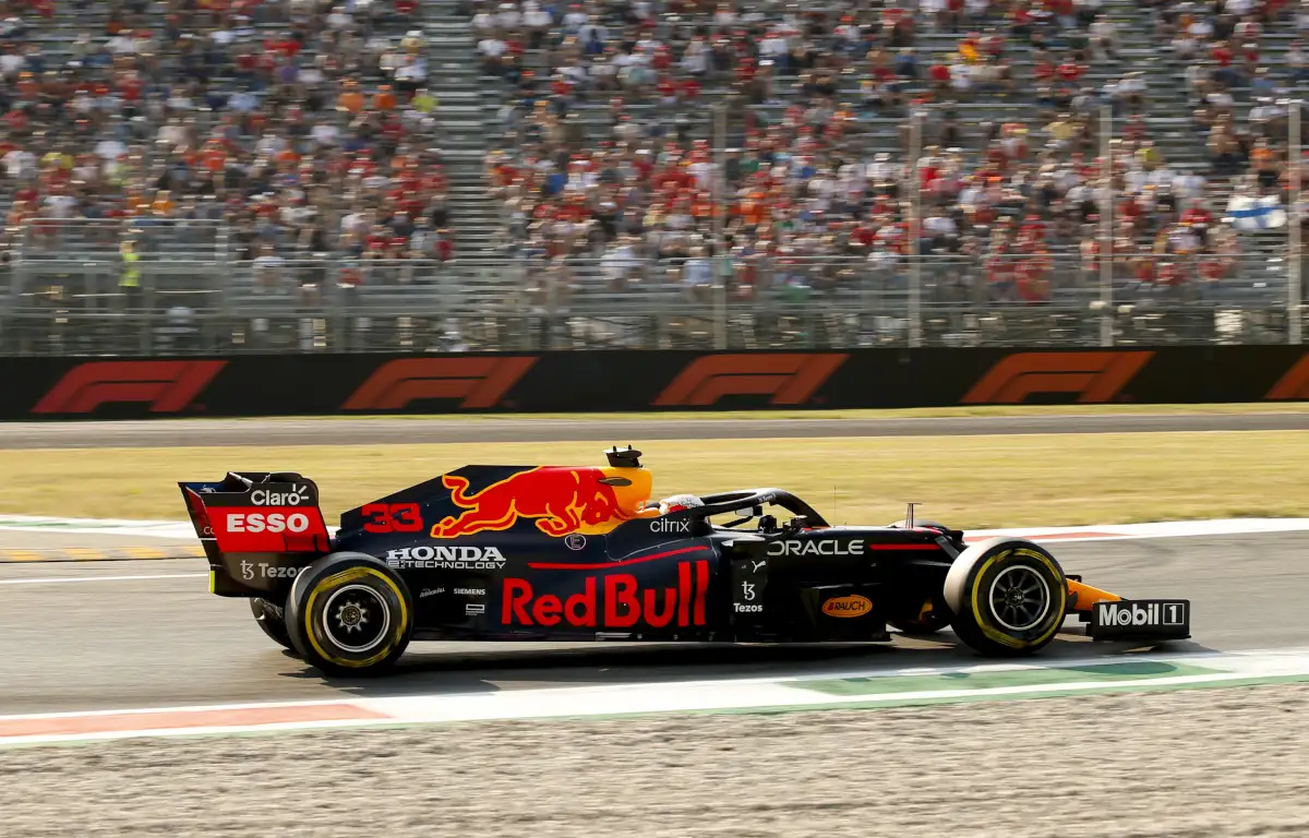 Max Verstappen drives by the grandstands. Italy September 2021
