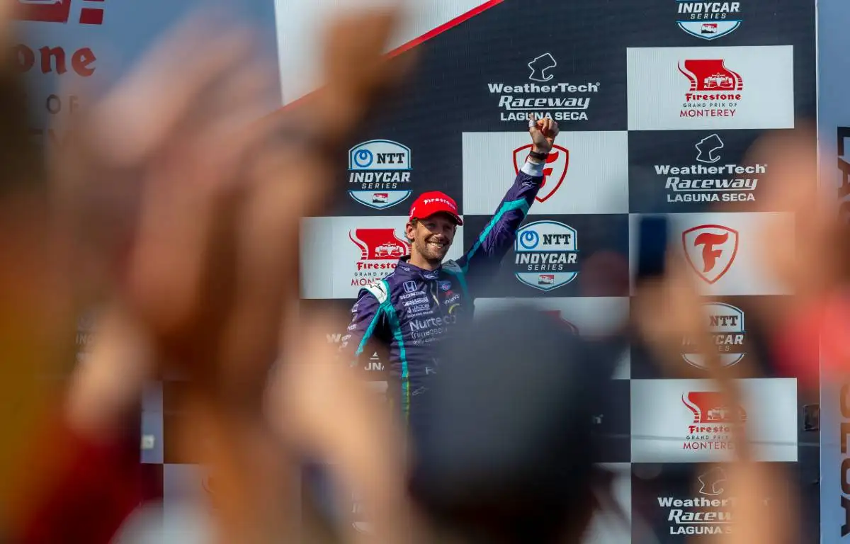 Romain Grosjean receives a rousing ovation from the crowd. Laguna Seca September 2021.