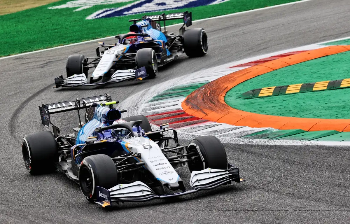 George Russell and Nicholas Latifi racing at Monza. Italy September 2021